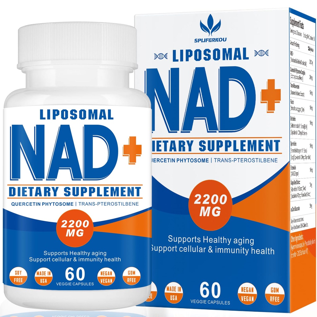 2200mg NAD liposomique + Supplément - Améliore l'énergie cellulaire et le vieillissement Defese, 60 capsules