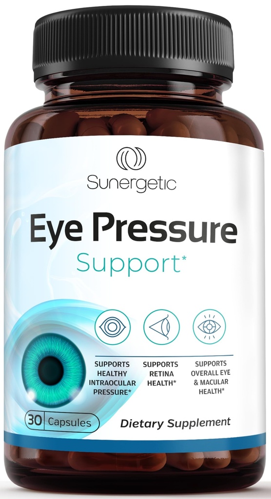 Sunergetic Premium Eye Pressure Support Supplement - Eye Pressure Supplement mit Safran, Lutein, Zeaxanthin, Bilberry & Pine Bark - Unterstützt Ocular Health & Overall Vision - 30 Count