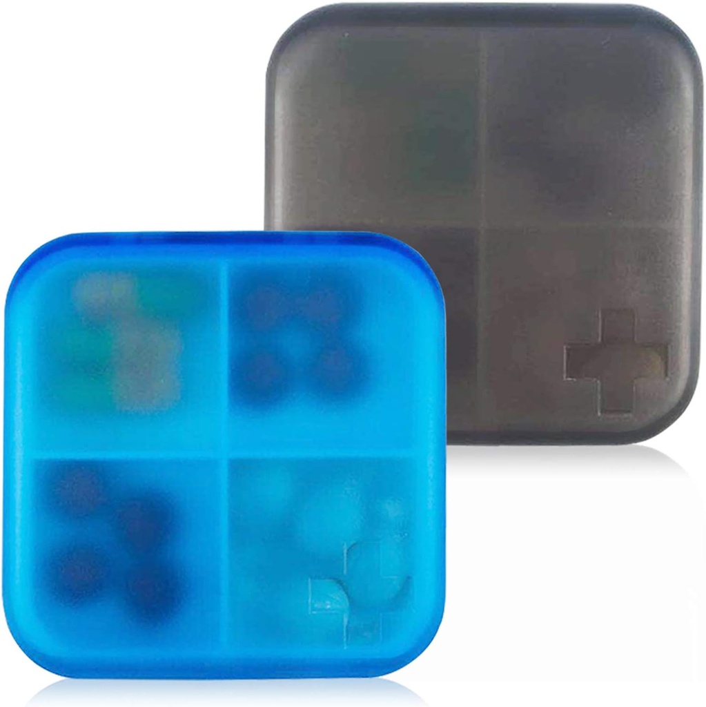2 Pack Portable Reise Pille Organizer Fall für Tasche oder Geldbörse niedlich kleine tägliche Pille Box BPA freie Kunststoff Medizin Vitamin Halter Container (4 Komponenten)