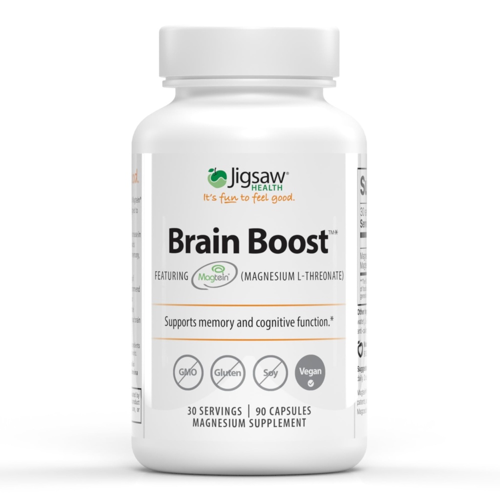 Jigsaw Gesundheit Gehirn Boost | Unterstützt Gedächtnis und kognitive Funktion | Magnesium L-Threonate | 90 Kapseln | 30 Servierungen