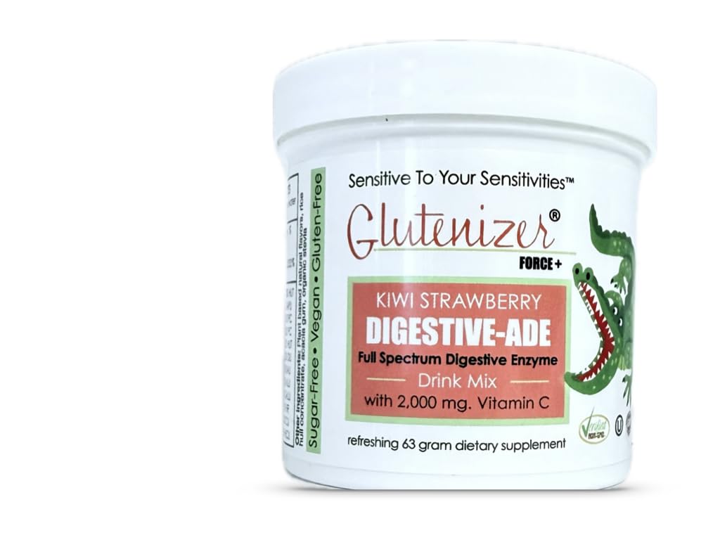 Ausreichende C - Glutenizer Force Plus Kiwi-Strawberry Digestive-Ade Drink Mix - Natürlich effektiv, Premium, Full Spectrum Enzym Blend mit 2.000 mg Vitamin C - Säure Reflux, Verdauungslösung