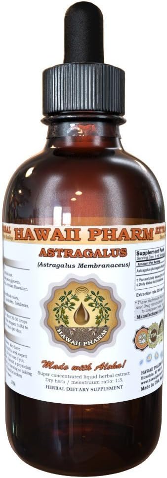 HawaiiPharm Astragalus Extrait liquide, Astragalus organique (Astragalus membranaceus) Supplément de teinture de racine séchée 4 oz
