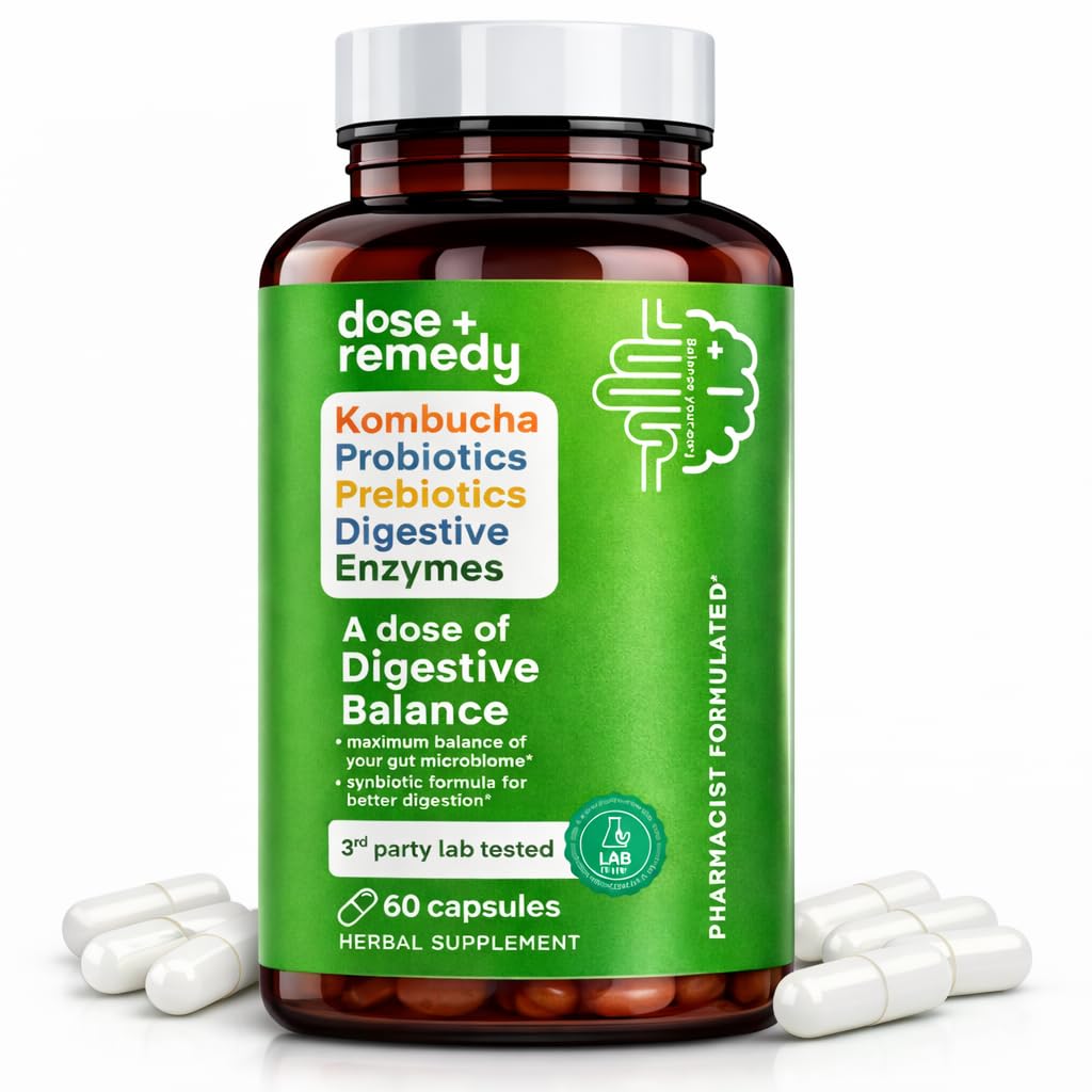 Eine Dosis Digestive Balance-Gut Health Supplement-USDA-Kombucha, 7 Probiotische Straine und Präbiotika für Mikrobiom-Digestive Enzyme für Verdauungs-Bloating Relief für Frauen und Männer