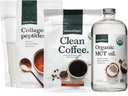 Natural Force Organic Clean Coffee + Collagen Peptides + Organic MCT Oil Bundle – Toxin Free Coffee, Grass Fed Collagen, & MCT - Non-GMO, Keto, & Paleo - 12 Oz, 11.7 Oz, 32 Oz