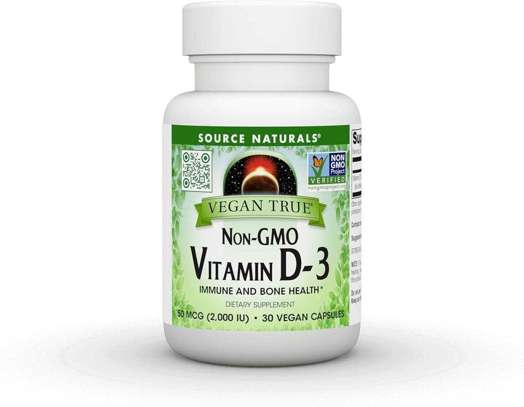 Quelle Naturals Vegan True, Non-GMO Vitamin D-3, Nahrungsergänzung für Immun- und Knochengesundheit*, 2.000 IU - 30 Kapseln
