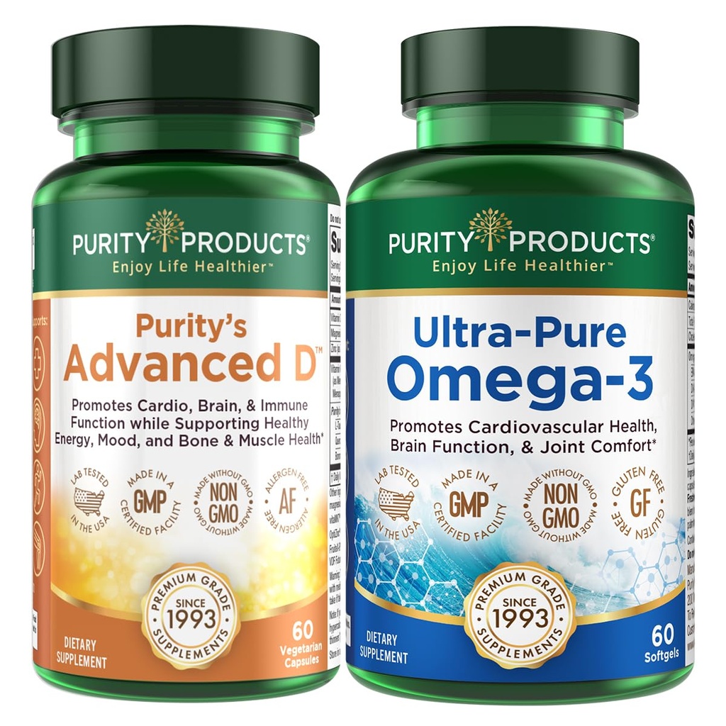 Reinheit Produkte KIT - Dr. Cannell's Advanced D + Omega-3 Ultra-Pure Fischöl von Advanced D ist mit Vitamin D, Vitamin K2, Zink, Magnesium Citrat, Boron und Taurine verpackt