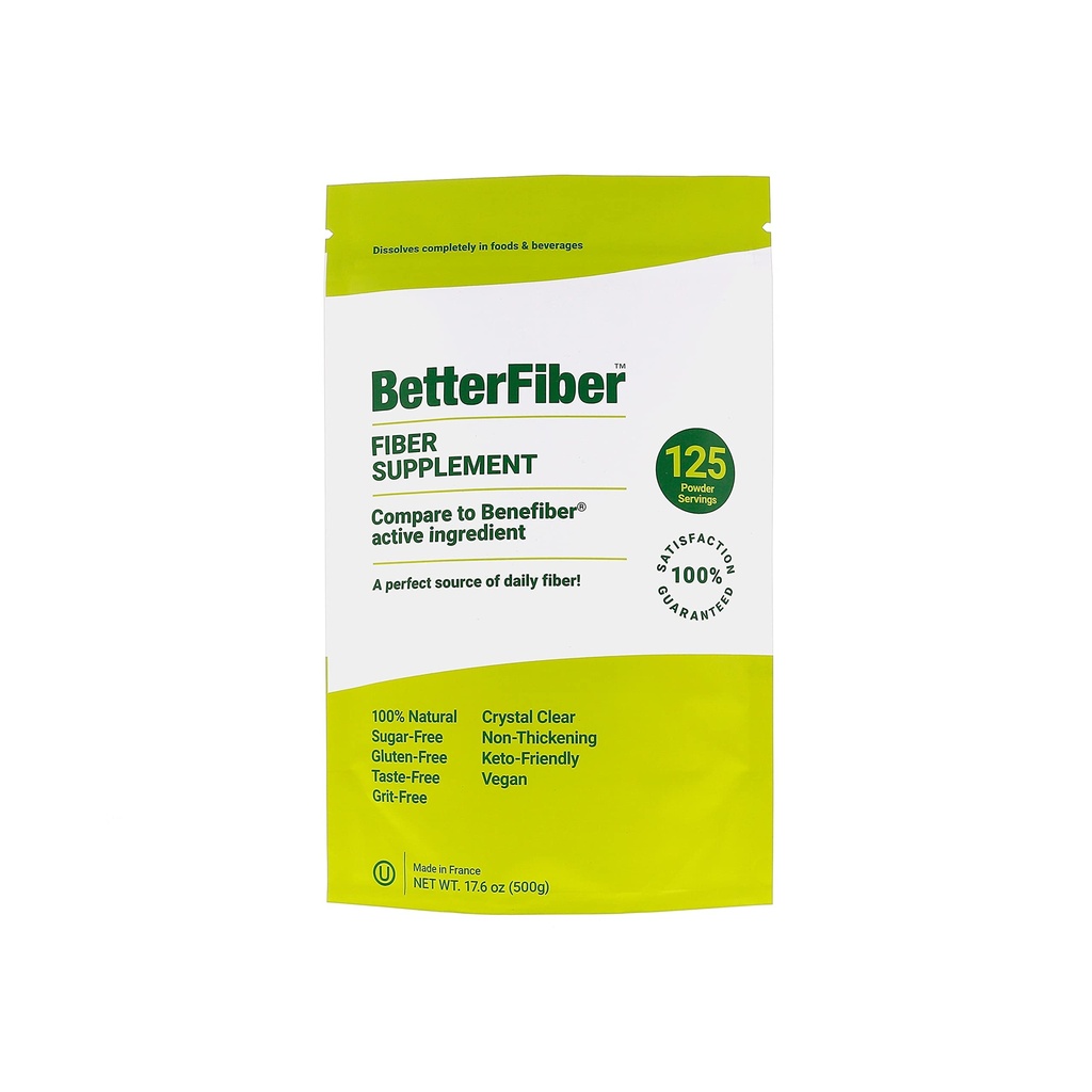 BetterFiber - Prebiotic Fiber Supplement [100% Generic Equivalent of Leading Brand] ⊘ Non-GMO Gluten-Free Vegan OU Kosher zertifiziert - 17.6oz/500g (125 Portionen)