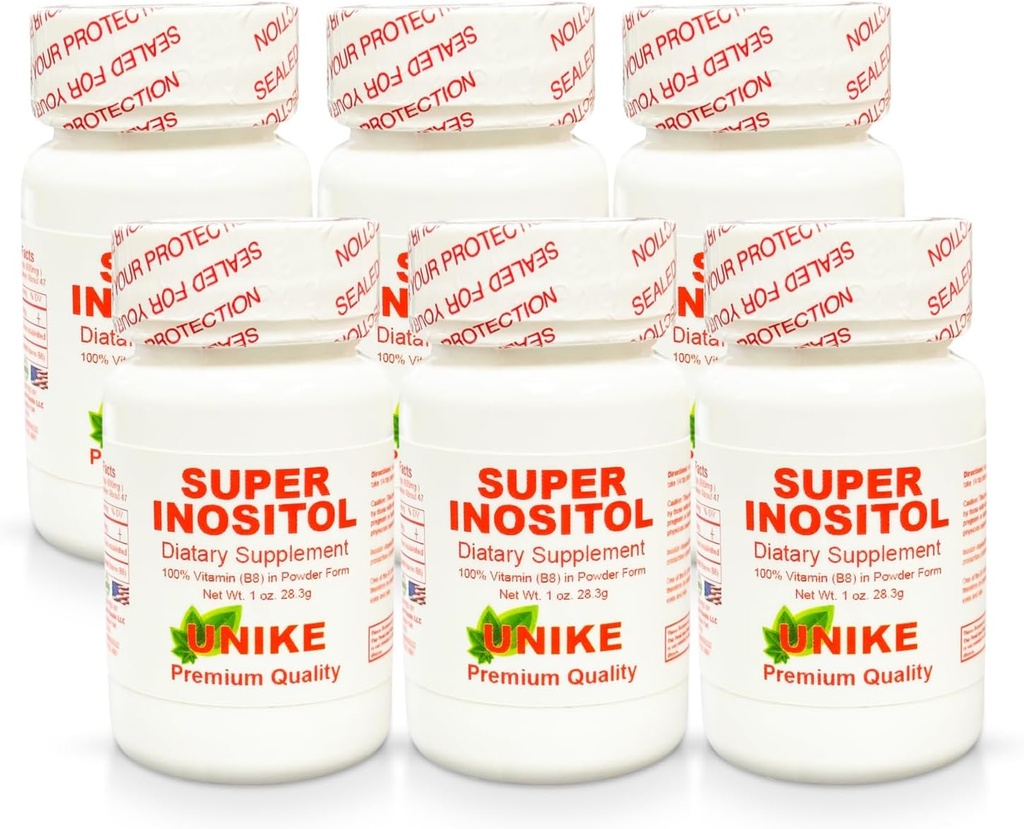 Super Inositol Nahrungsergänzungsmittel| Inositol (Vitamin B8) Pulver für Hormonal Balance, Fruchtbarkeit und Ovarian Support| Glutenfrei, Vegan 1 Oz (Pack von 6)