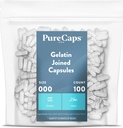 PureCaps USA - Leere Gelatine Pillen Kapseln Größe 000 | 100 Eingefügte Pillen| Clear| Nicht-GMO zertifiziert | SLS, Gluten, Konservierungsmittelfrei
