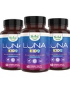 Nested Naturals Luna Kids Supplément de sommeil - pour les enfants et les adultes sensibles à la mélatonine - Supplément à base de plantes doux avec la camomille, la mélatonine et la valériane - 180 comprimés à croquer (60 par bouteille)