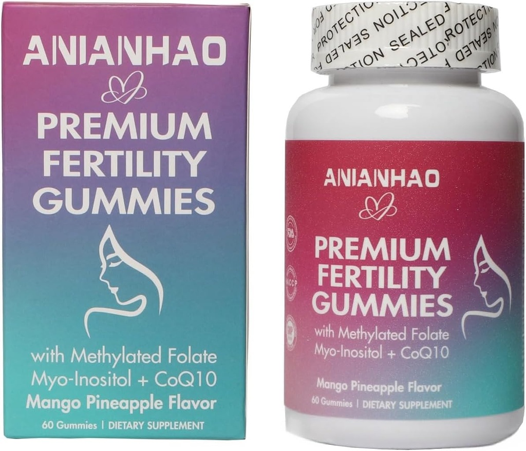 Premium Fertilitätsgummis für Frauen, Premium Feminine Balance Gummis, mit Inositol, CoQ10, Folat und Vitamine, Unterstützung Hormon Balance, Ovulation/Menstrual Cycle, 1 Monat Versorgung