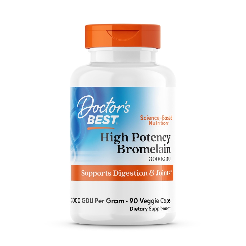 Doctor's Best 3000 GDU Bromelain Proteolytic Digestive Enzyme Supplements, Unterstützt gesunde Verdauung, Gelenkgesundheit, Nährstoffaufnahme, 500 mg, Kapsel, 90 Count(Pack von 1)