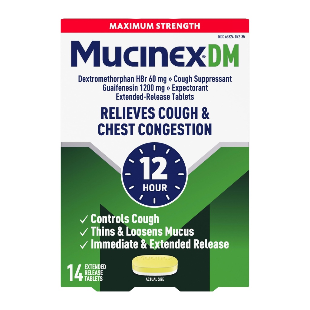 Cough Suppressant und Expectorant, Mucinex DM Maximale Festigkeit 12 Stunden Tabletten, 14ct, 1200 mg Guaifenesin, glaubt Chest Congestion, Quiets Wet und trockenen Husten, 1 Arzt empfohlen OTC Expectorant