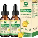 Magnesium Complex Liquid Drops, Magnesium Glycinat Flüssigkeitstropfen mit Magnesium Taurat, Citrat, Calcium, Kalium, Vitamin, Zink (2 Fl Oz (Pack von 2), Ananas)