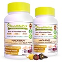 Peruvian Maca Root Capsules mit schwarzem Pfeffer 150 ct. Premium Gelb Maca Red Maca & Schwarz Rot Maca Leistungsstark 10:1 Alle Arten Maca Extrakt Alle natürlichen Non-GMO Vegan NO Rice Pulver NO Stearate NO Silikon