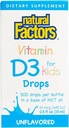 Natürliche Faktoren, Vitamin D3 Tropfen 400 IU (10 mcg) für Kinder, unterstützt starke Knochen und Immunfunktion, 0,5 fl oz, 0,5 Oz