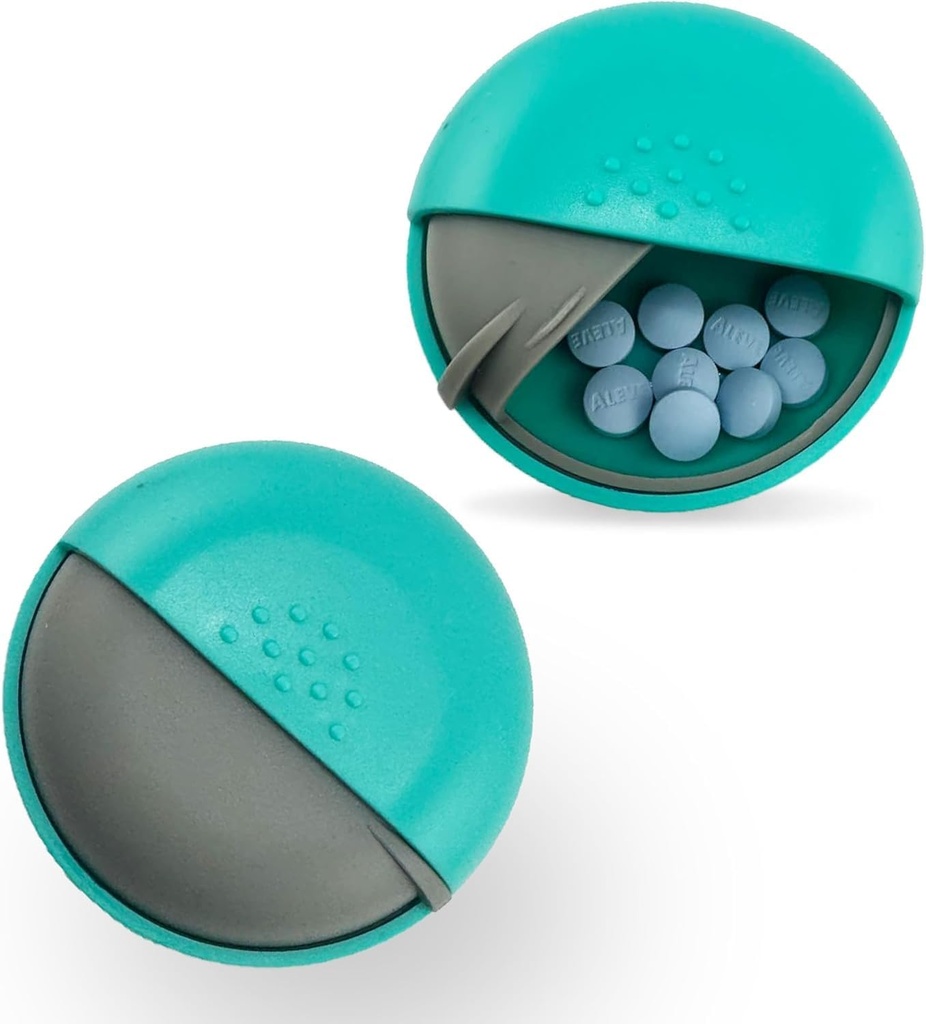 Organisateur de pilules de voyage rondes - Petite boîte à pilules portable pour la purée - Conteneur de médicaments compact, étanche pour les pilules, vitamines, huile de poisson, suppléments - sans BPA, conception durable, 2,75" (bleu)