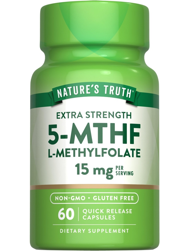 Nature's Truth L Methylfolate 15mg | 60 Kapseln | Non-GMO & Gluten Kostenlose Ergänzung | Extra Kraft