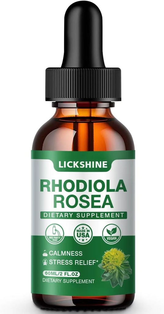 1 Pack 2000MG Rhodiola Rosea Tincture - Organische natürliche Rhodiola Rosea Extrakt flüssige Tropfen Ergänzung für Stress, Stimmung, Energie & Gehirn Unterstützung - bessere Absorption, Zucker frei 2 Fl Oz