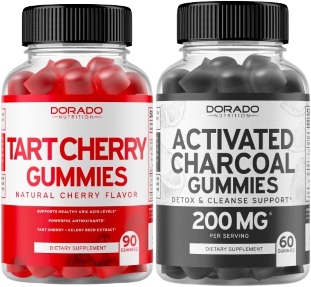 Tart Cherry (90 Gummi) Uric Acid Level Unterstützung Leistungsstarkes Antioxidans mit Celery Seed and Activated Charcoal (60 Gummis) Gesundes Detox & Cleanse - Formuliert aus Organic Coconut Shells - USA Made