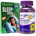 Equipe Sleep-Aid Diphénhydramine HCI 25 mg 365 Caplets et volumes vitaux Étapes du sommeil Conseils Carte