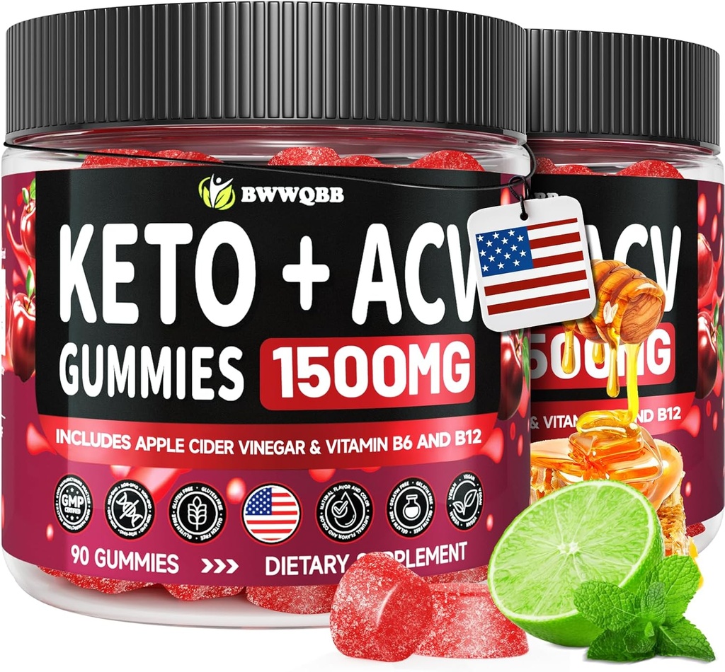 2 Pack Keto ACV Gummies Advanced Formula 1500mg, 180 Vegan Gelatin-Free Advanced Apple Cider Essig Gummis mit Granatapfel & Beetroot, natürliche Zutaten, Alternative zu Keto Tropfen