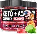 2 Pack Gommies Keto ACV Advanced Formula 1500mg, 180 Gommies de vinaigre de cidre de pomme avancé sans gélatine végétalien avec grenade et betterave, ingrédients naturels, alternative aux gouttes Keto