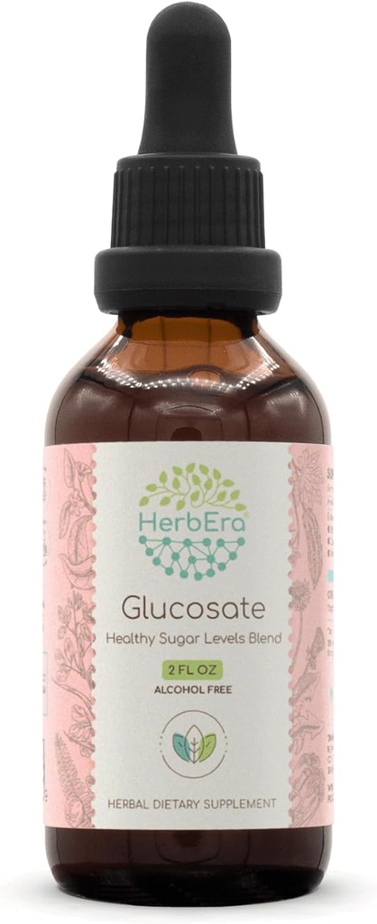 HerbEra Glucosate B60 Alkoholfreie Extrakt Tinktur, Bitter Melon Frucht, Cinnamon Bark, Dandelion Root, Gymnema Blatt, Fenugreek Seeds, Amla Fruit. Gesunde Zuckergehalte Mischung 2 Fl Oz
