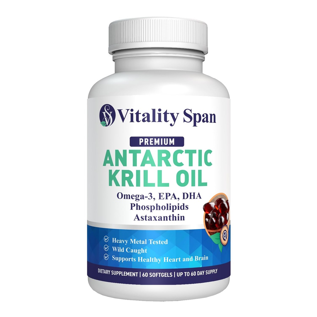 Krill Öl Omega 3 Astaxanthin Choline DHA EPA, Überlegene Absorption, Extrastärke, kein Fischöl Nachgeschmack, Schwermetall getestet, Small Size Softgels, 500mg