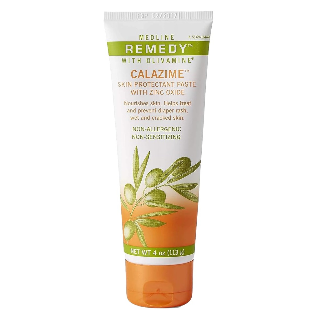Medline Remedy Olivamine Calazime Haut schützende Paste Creme, verwendet mit Dry Chapped von Diaper Rash, Inkontinenz, Dermatitis, Psoriasis, Burns, Bites, Weiß, 4 Oz
