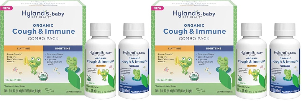 Hyland's Naturals - Baby - Organic Cough & Immune Day & Night Combo Pack - Eases Coughs, unterstützt Immunität, fördert Schlaf, Zwei 2 Fl Oz. Flaschen (4 fl oz) (Pack von 2)