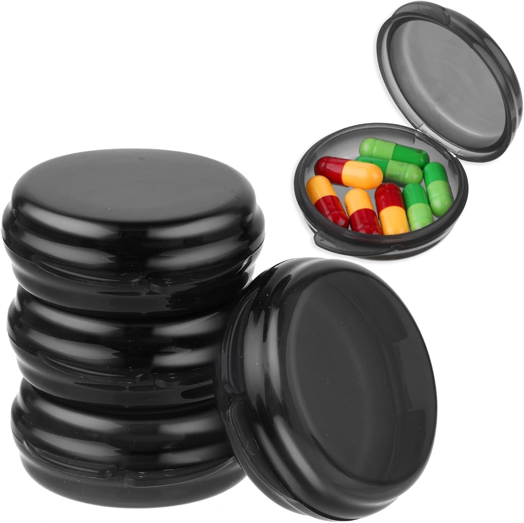 5PCS kleine Pille Box, Reisen runde Pille Fall, Tragbare Medizin Pille Behälterhalter, Tägliche Mini Pille Organizer für Geldbeutel, um Vitamin Medikamente Fish Oil Supplement