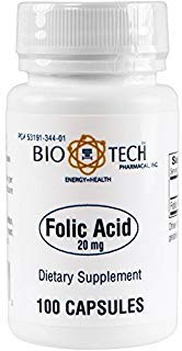 BioTech Pharmacal - Acide folique (20mg) - 100 Compte (FFP)