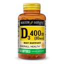 MASON NATURAL Vitamin D3 10 mcg (400 IU) - Unterstützt Gesamtgesundheit, stärkt Knochen und Muskeln, 100 Softgels