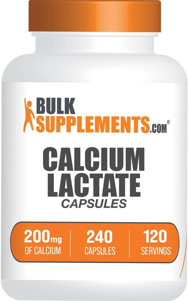 BulkSupplements.com Calcium Lactate Capsules - Calcium Supplement, Calcium 200mg - Calcium Lactate Supplement, 2 Kapseln pro Servierung - 120-Day Supply, 240 Kapseln