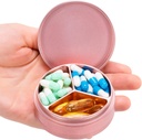 Metall Reise Pille Box 3 Kompartment - Kleine wasserdichte Pille Container Portable Daily Pille Case Pink Pocket Purse Medizin Organizer Halter für Medikamente Vitamine Fischöle