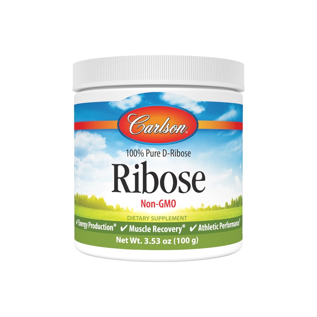 Carlson - Ribose, 100% reine D-Ribose, Non-GMO, Energieproduktion, Muskel-Recovery & Athletic Performance, 3.53 Unze (100 g)