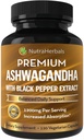 Ashwagandha Ergänzung Hergestellt mit Premium Ashwaganda Wurzelpulver 1200mg mit schwarzem Pfeffer Extrakt für erhöhte Absorption - 120 Vegi Kapseln