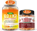 2Pack Vegan Vitamin D3 5000IU K2 Gummis + 2Pack Berberine Ergänzung 1500mg Gummis