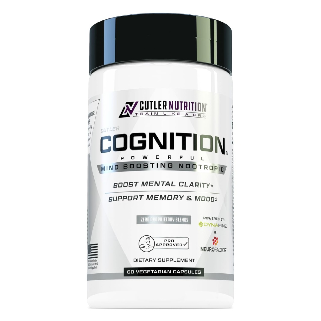 COGNITION High Potency Brain Nootropic Focus Supplement: Beste Nootropic und Energie Pillen für Psychische Klarheit, Gedächtnis, Studieren, Gaming und Arbeit | Alpha GPC, Dynamine, Koffein, L Theanine, 60 Count
