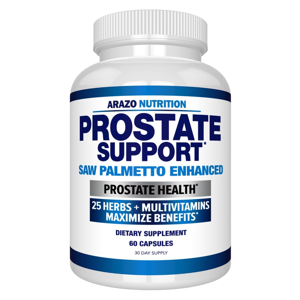 Arazo Nutrition Prostate Supplement - Säge Palmetto + 25 Kräuter - Reduzieren Sie häufige Urination, reduzieren Sie Haarausfall, Unterstützung Stamina – Single Homeopathic Kräuterextrakt Health Supplements - Kapsel oder Pille