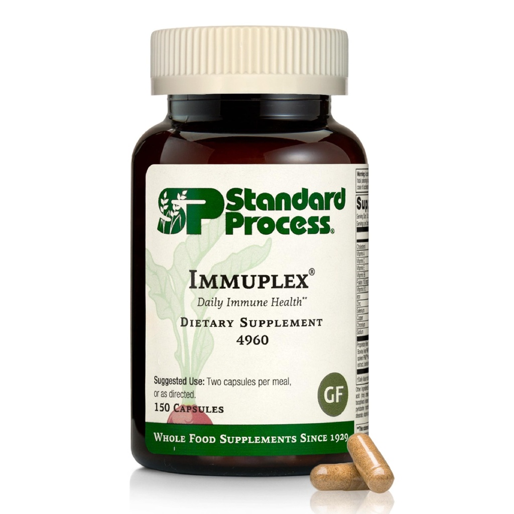 Standard Process Inc. Immuplex - Tägliche Immununterstützungsergänzung mit Folat, Eisen, Vitamin C & Vitamin A - Mineralische Ergänzung mit Antioxidantien - 150 Kapseln