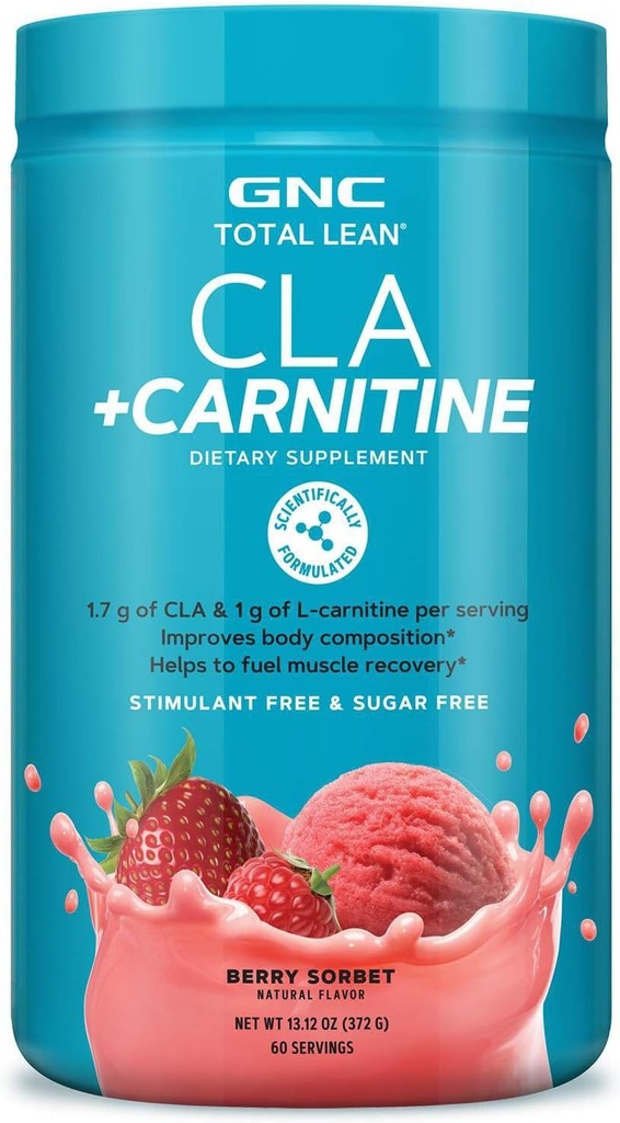 GNC Total Lean CLA + Carnitine Améliorez la composition du corps et les carburants Récupération musculaire, sans stimulant et sans sucre