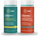Iwi Omega-3 Essential & Vegikrill Omega-3 Bundle, 30 Servierungen, Vegan pflanzenbasierte Algen Omega 3, Krill & Fisch Öl Alternative, keine Fishy Nachgeschmack
