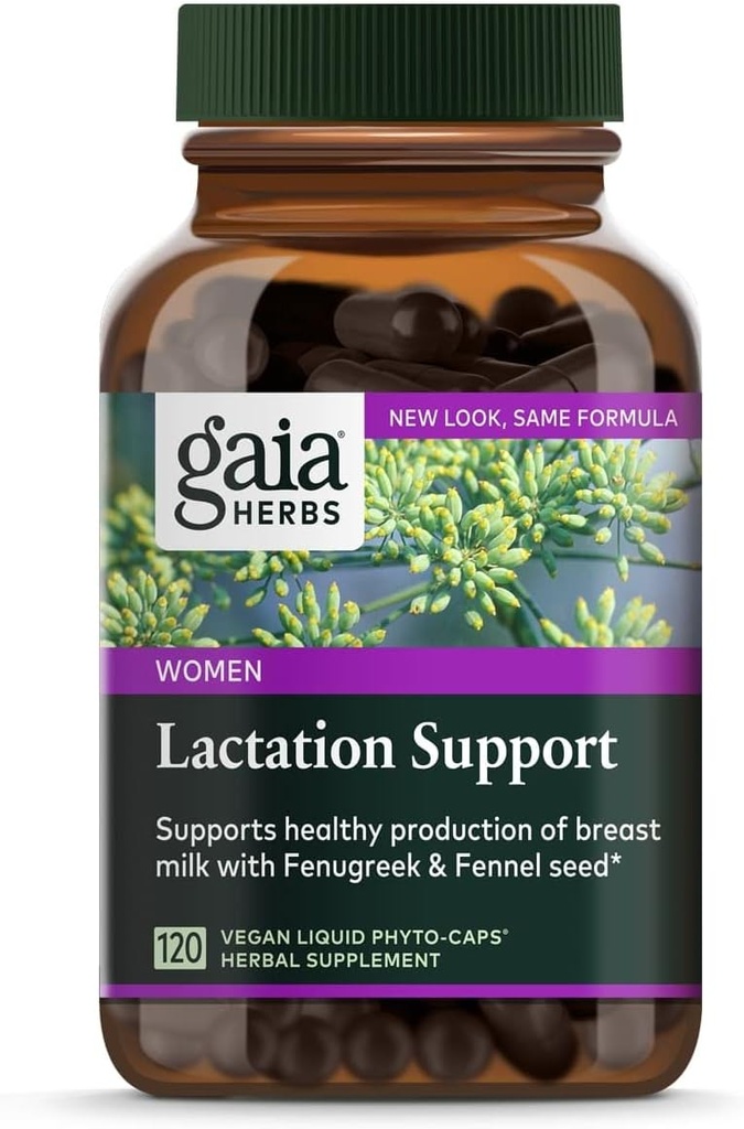 Gaia Herbs Lactation Support, Vegan Liquid Capsules, 120 Count - Lactation Supplement für stillende Mütter, unterstützt gesunden Milchfluss und verbessert Brustmilchernährung, PACKAGING MAY VARY