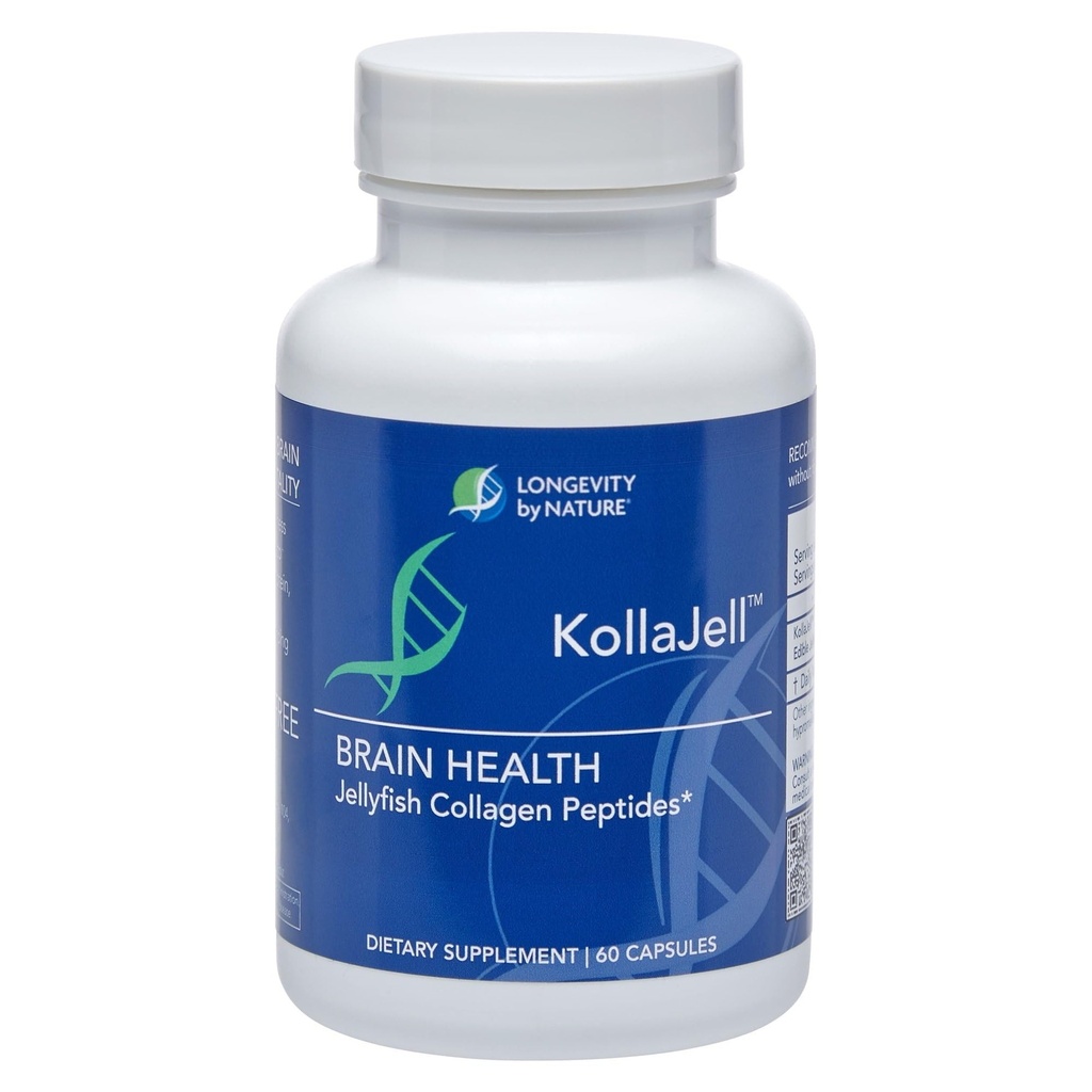 Langlebigkeit von Natur, KollaJell Collagen Peptide Gehirn-Ergänzung, Memory Pills und Fokus-Ergänzung für Gehirngesundheit und kognitive Unterstützung, 60 Kapseln