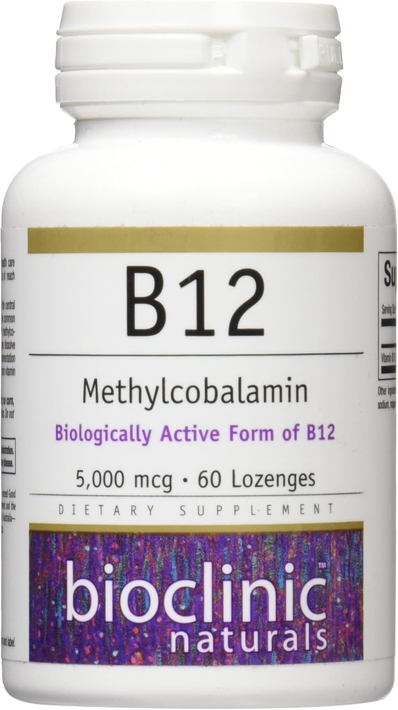 Bioclinique Naturel B12 Méthylcobalamine Vitamines, 60 Nombre