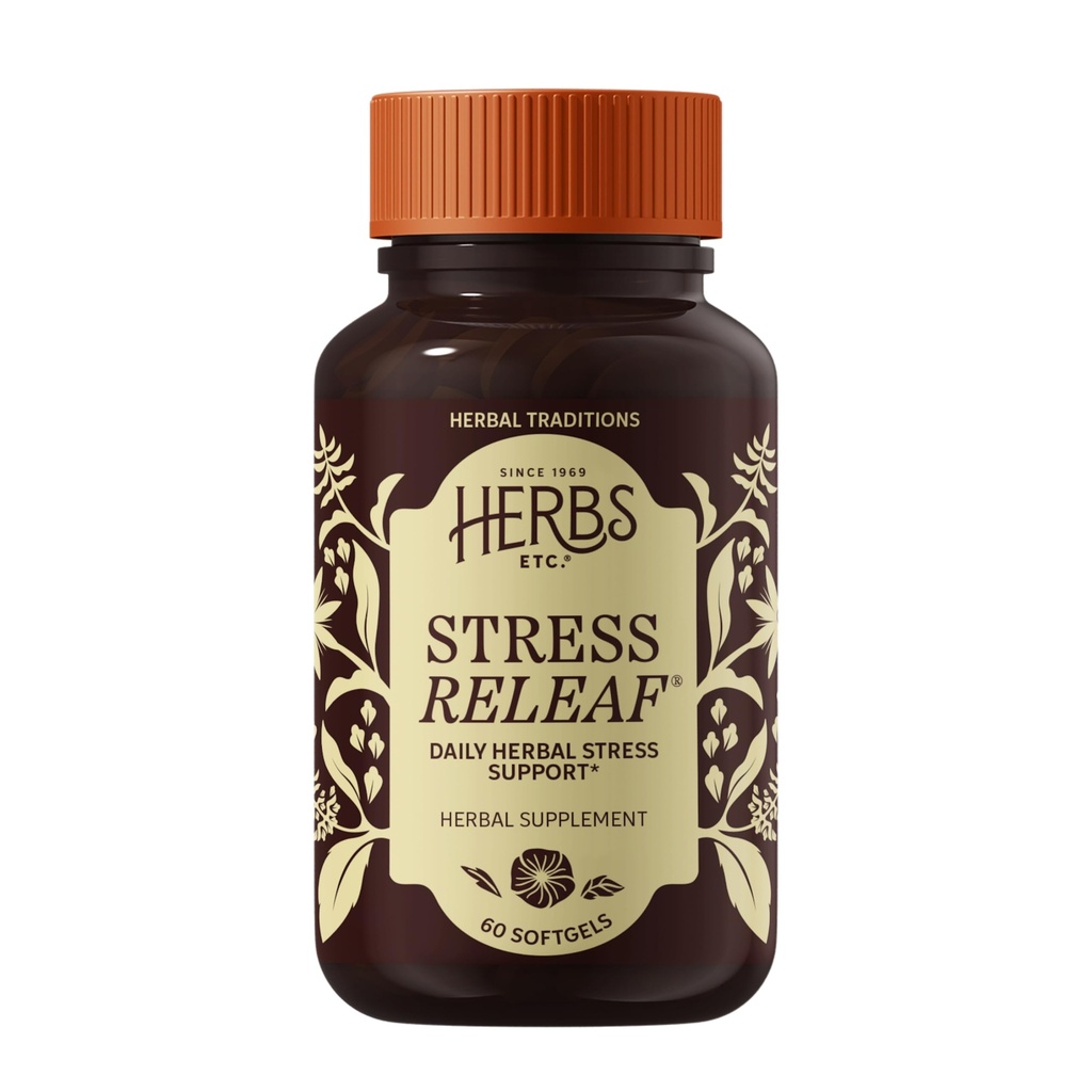 Herbs Etc. Stress ReLeaf - Kräuterergänzung zur Unterstützung der Entspannung - Stress Support Supplemment - Glutenfrei - 60 Softgels (60 Servietten)