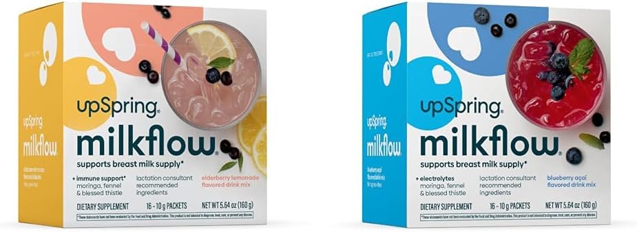 UpSpring Milchfluss Stillende Ergänzung Getränke Mixes | Fenugreek-Free | Moringa | Elderberry Lemonade & Blueberry Acai Flavors | Lactation Supplements*