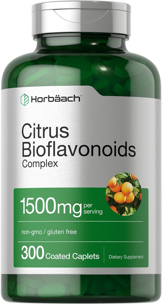 Horbäach Citrus Bioflavonoids Ergänzung | 1500mg | 300 Caplets | Vegetarisch, Non-GMO und glutenfreie Formel | Wert Größe